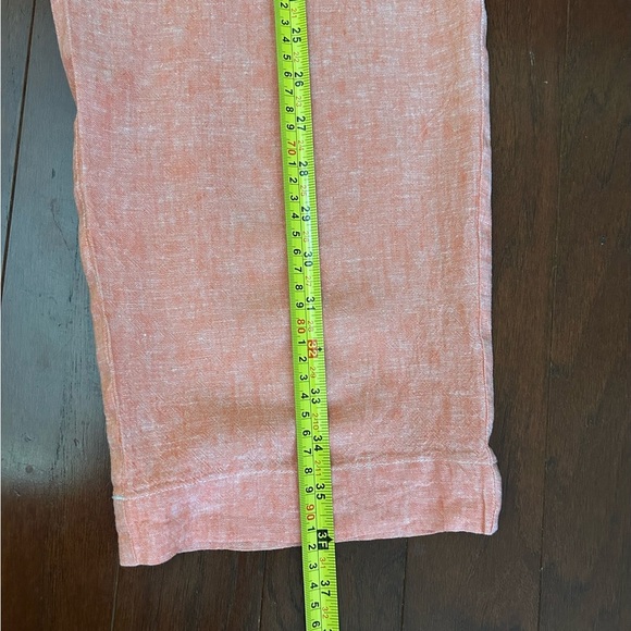 Chico's orange pink cropped linen blend pants pull up waist size 1 - Picture 3 of 9